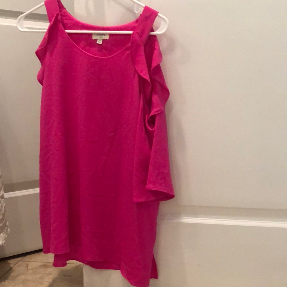 Umgee Women Top S Pink Ruffle Vibrant Girly Festival Vacay Resort Cruise NEW